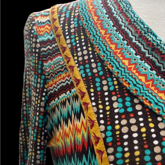 Uncle Frank Size Medium Multicolor Knit Dress with Zigzag Print and Scoop Neck - Picture 5 of 11